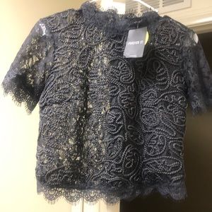 Blue lace top size M NWT